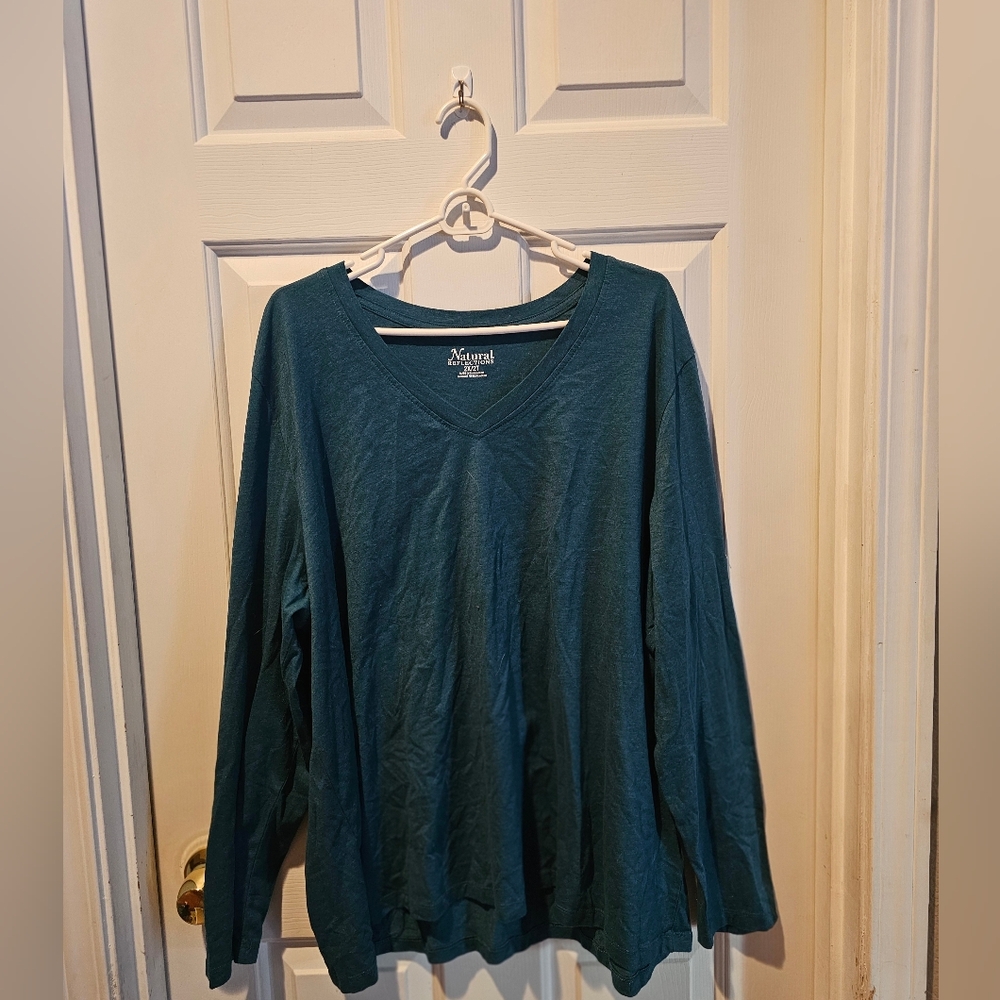 Natural Reflections Teal V-Neck Long Sleeve